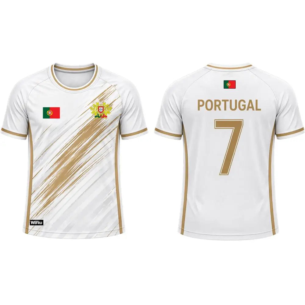 New Portugal Flag Football Jersey Outdoor Sports Training Breathable Soccer Short Sleeve T-shirt Men's And Women's Casual Top