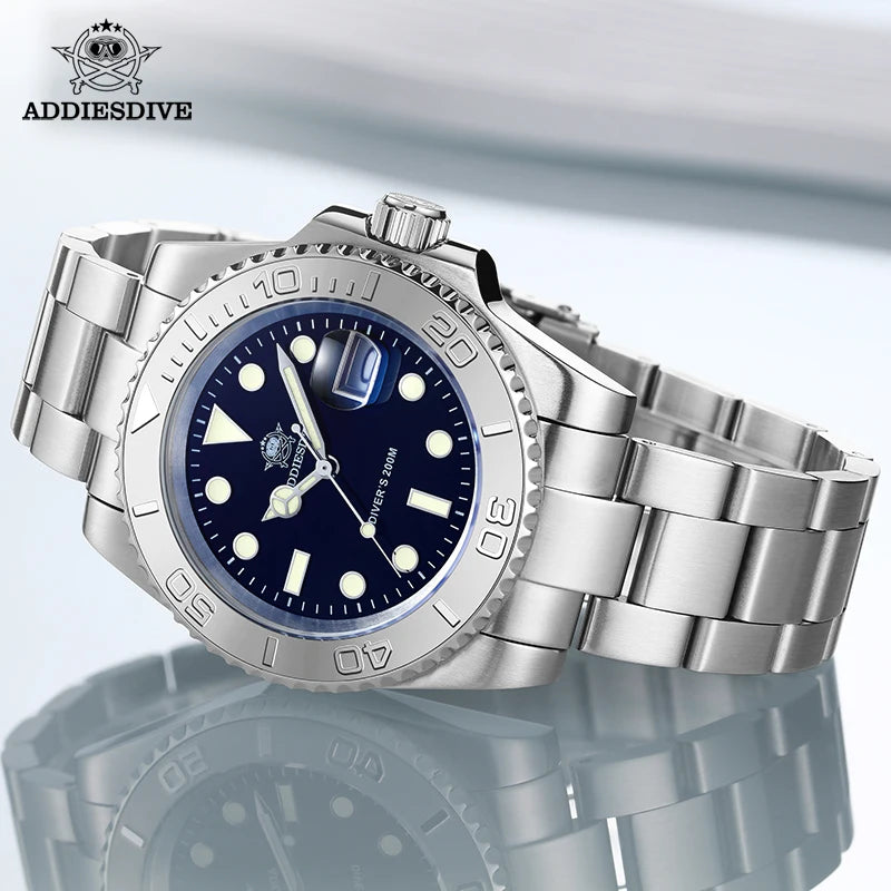 ADDIESDIVE New Luxury Men's Watch Stainless Steel BGW9 Super Luminous Quartz Men's Watch Diver 200m Men Analog Watches MY-H3C