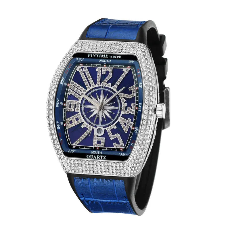 Fashion Mens Watches Men Wristwatches Automatic Quartz Man Clock Male Luxury Reloj Diamond Big Large Arabic Numeral Dial Watch