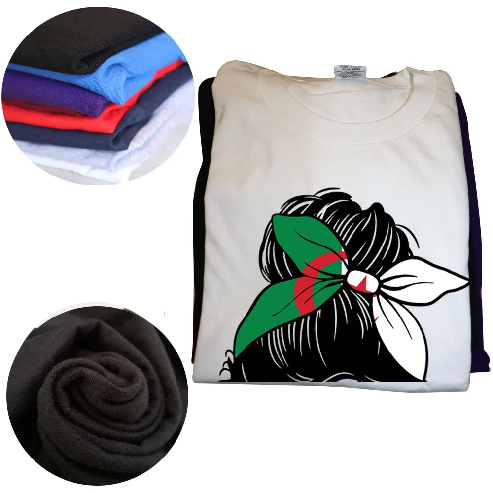 Funny Algeria Algerian Girl Woman Flag T Shirts Summer Style Graphic Cotton Streetwear Short Sleeve Birthday Gifts T-shirt Men