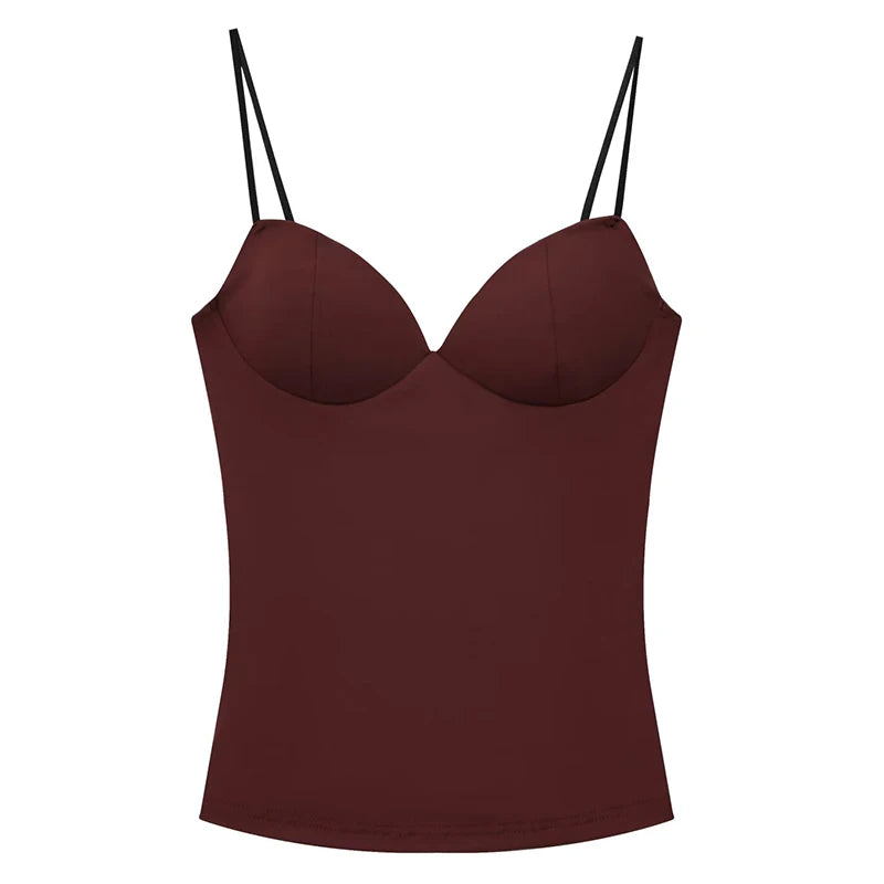 HXAO Sleeveless Slip Top Women Corset Crop Tops Woman Party Bustier Gray Brown Black Top Female Backless Sexy Camisole Bra Top