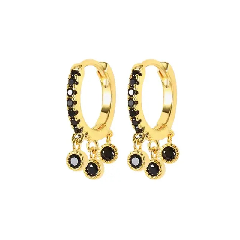 925 Sterling Silver Needle Shiny Round Zircon Pendant Hoop Earrings Exquisite Long Chain Stud Earrings Women's Fashion Jewelry