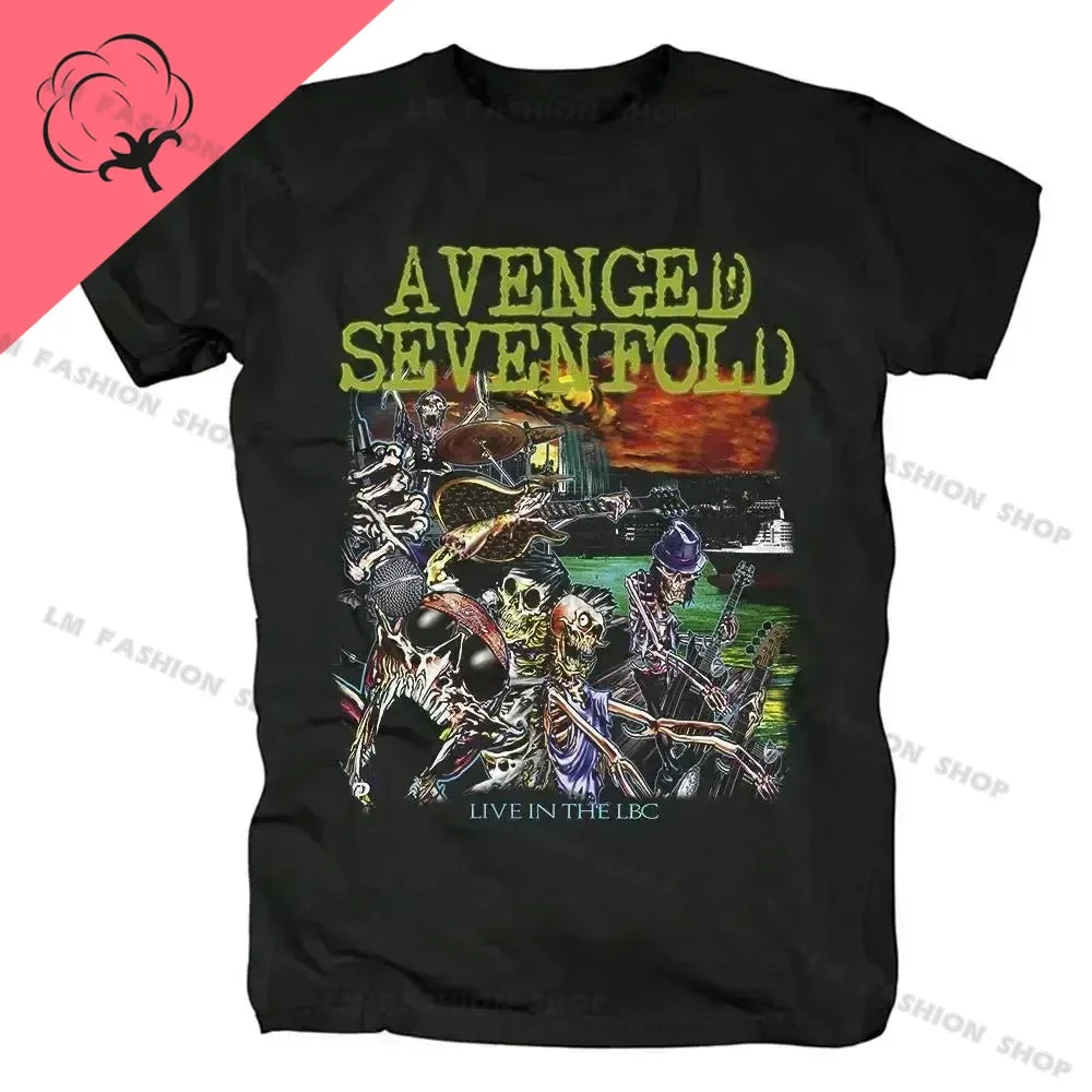 Avenged Sevenfold Metal Rock Graphic Print Short Sleeve 100%Cotton Tees Hip Hop Fashion Shirts Plus Size T Shirt for Men Tops
