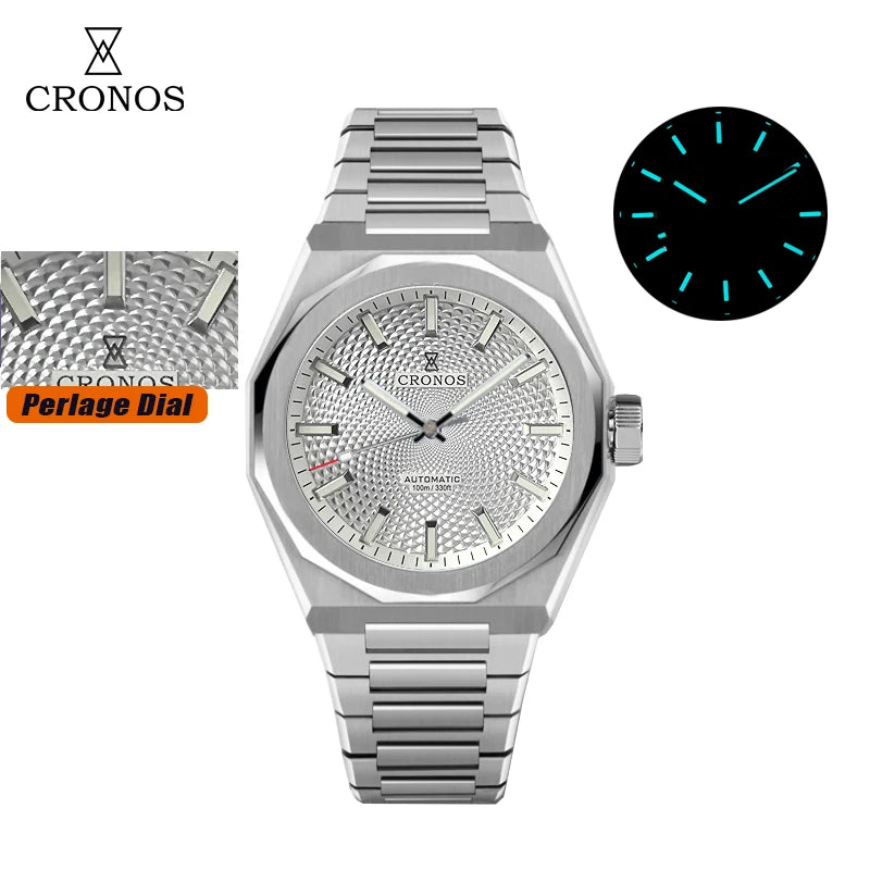 Cronos L6028 V3 39mm Diver Watch Rhombus Perlage Dial Miyota 90S5 See-through Caseback Automatic Movement Mechanical Men Watches