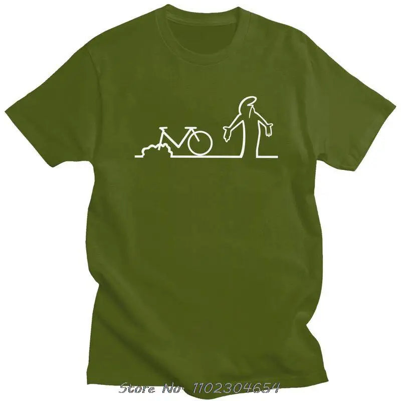 Men Funny La Linea Bike Amazing T Shirt Short Sleeved Cotton Tshirt Unique T-shirt Animation Comedy Tee Top Oversized Streetwear