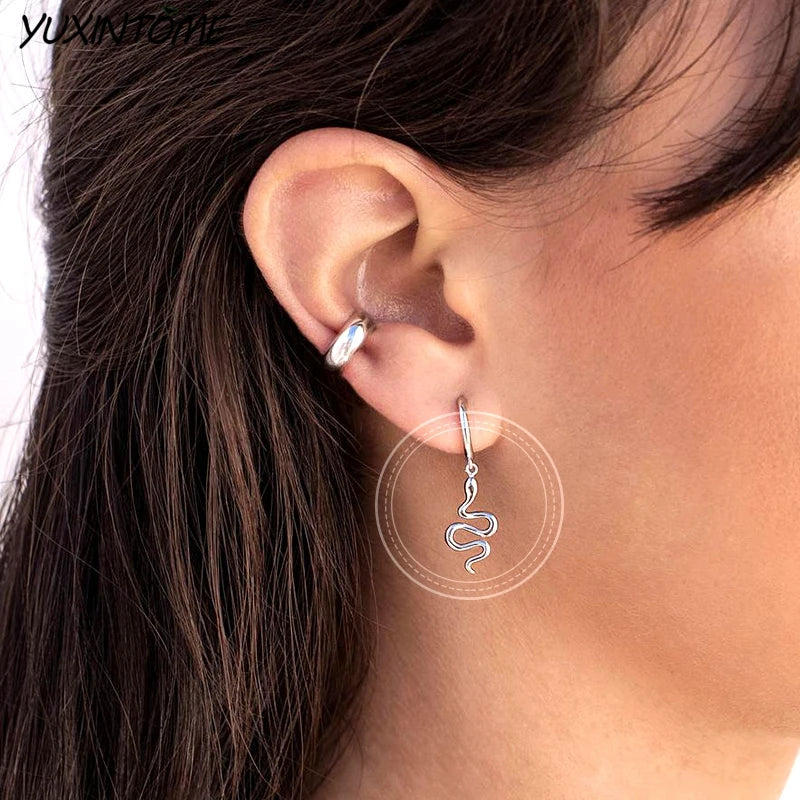 925 Sterling Silver Needle Premium Snake 18K Gold Earrings Vintage Hoop Earrings for Women Fashion Accessories Luxury Jewelry