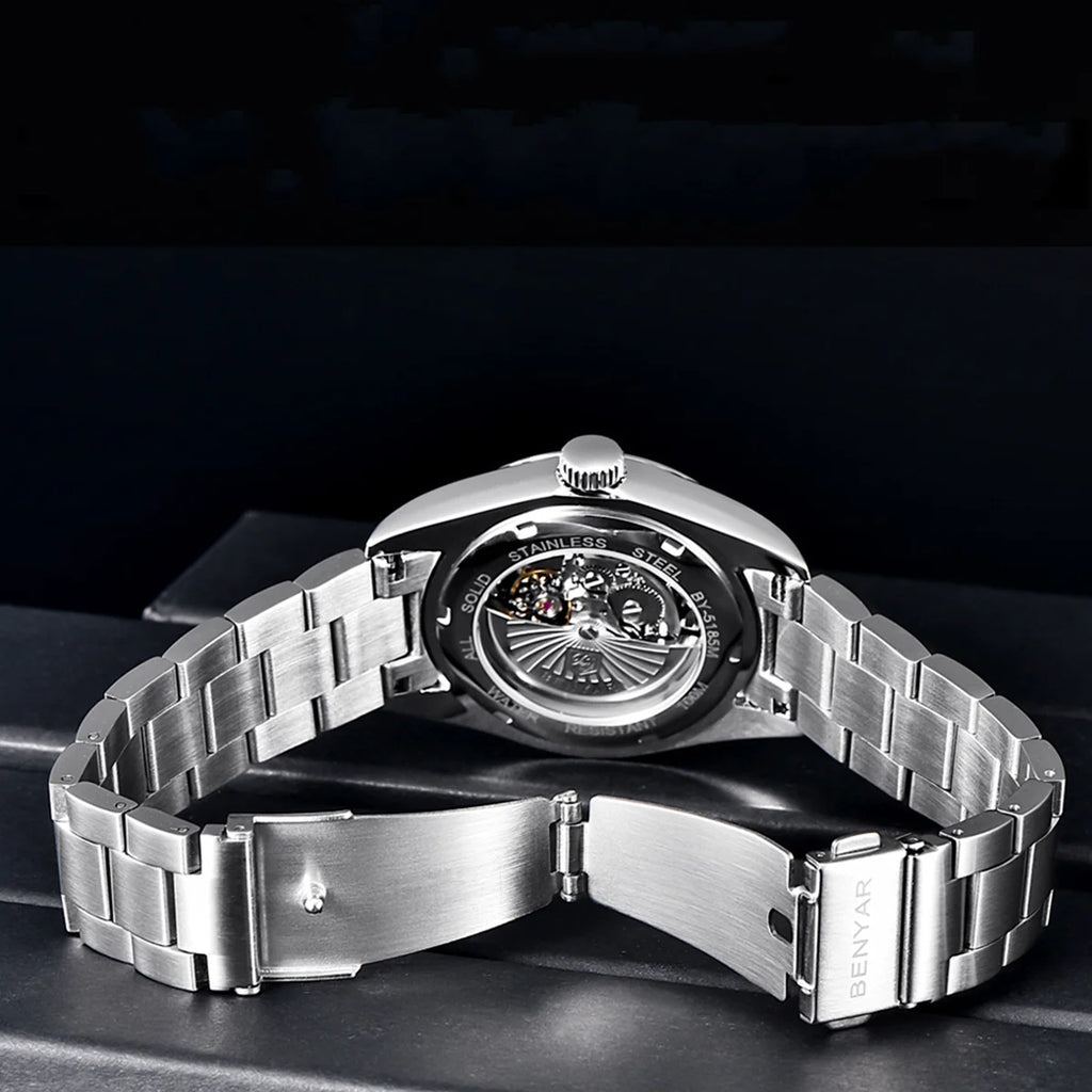 BENYAR New Luxury Automatic Watch 10Bar Waterproof Stainless Steel Men Mechanical Wristwatches Sports Diving Watch for Men