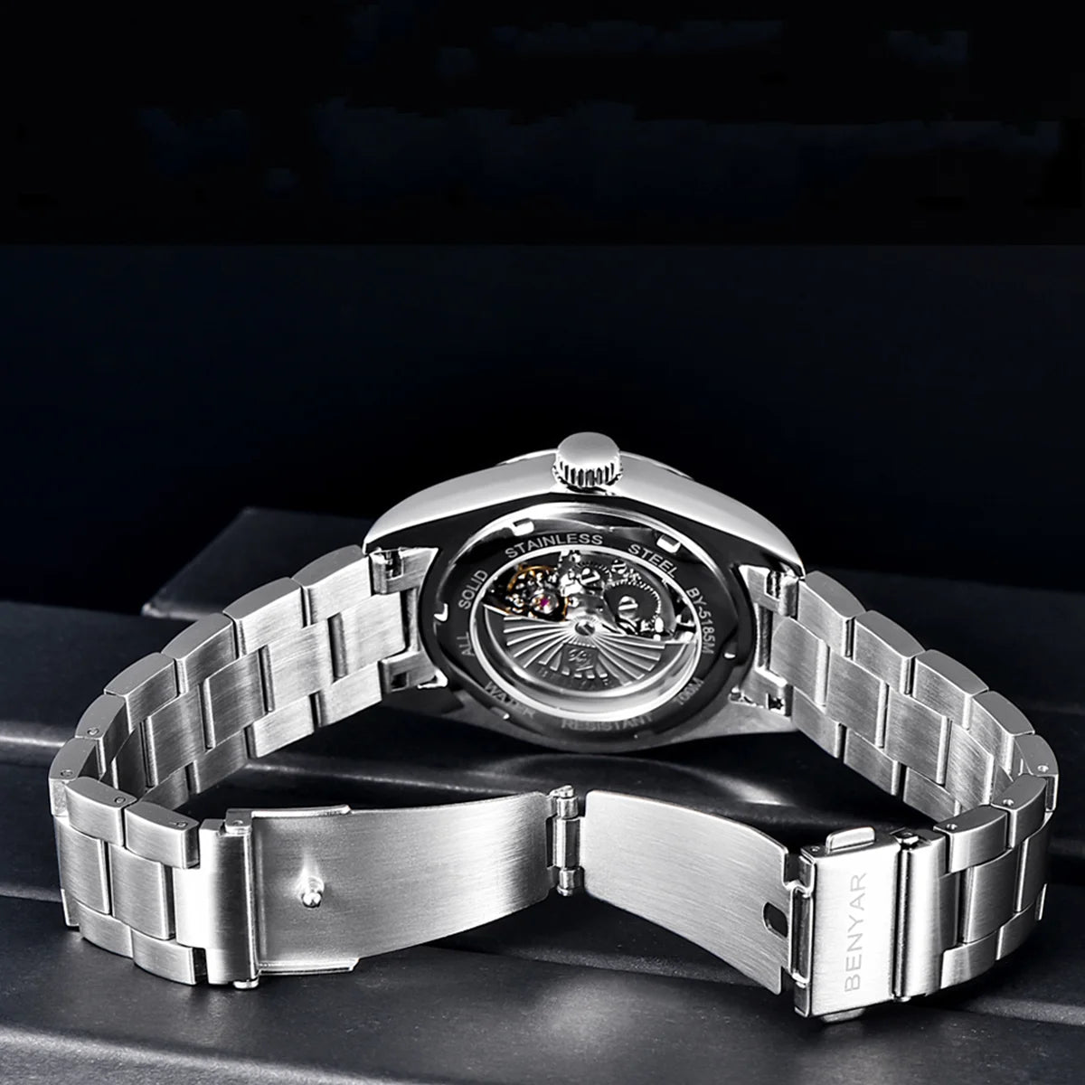 BENYAR New Luxury Automatic Watch 10Bar Waterproof Stainless Steel Men Mechanical Wristwatches Sports Diving Watch for Men