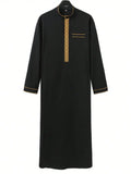 2025 New Men's Luxury White Muslim Moroccan Style Abaya Classic Embroidered Long Sleeve Formal Wear Islamic Arabic Thobe
