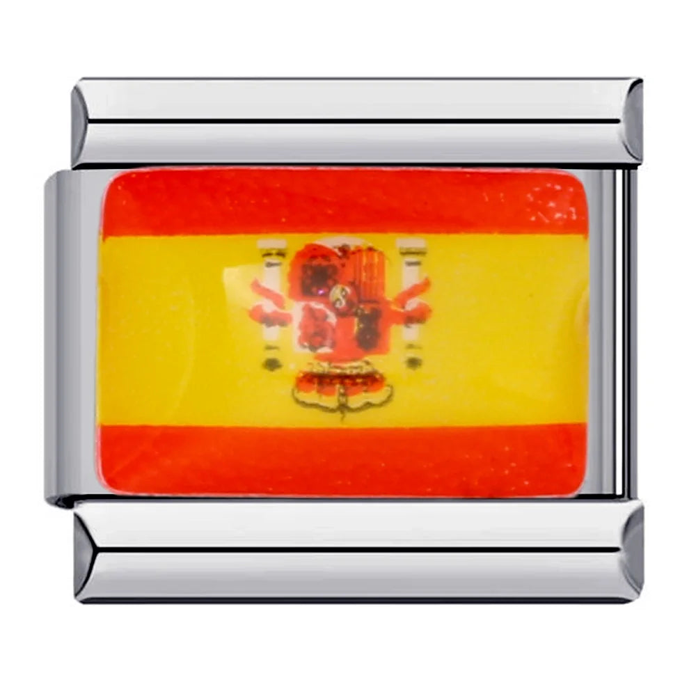 2025 New World National Flag Enamel Italian Charm Bead Fit 9mm Stianless Steel Italian Bracelet Link Hand Chain DIY Jewelry Gift