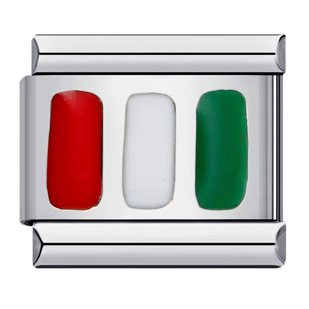 2025 New World National Flag Enamel Italian Charm Bead Fit 9mm Stianless Steel Italian Bracelet Link Hand Chain DIY Jewelry Gift
