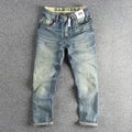 Size 40 14oz Embroidery High Street Washed Cat Whiskers Denim Jeans Men's Loose Fit Tapered Straight Versatile Pants Cityboys