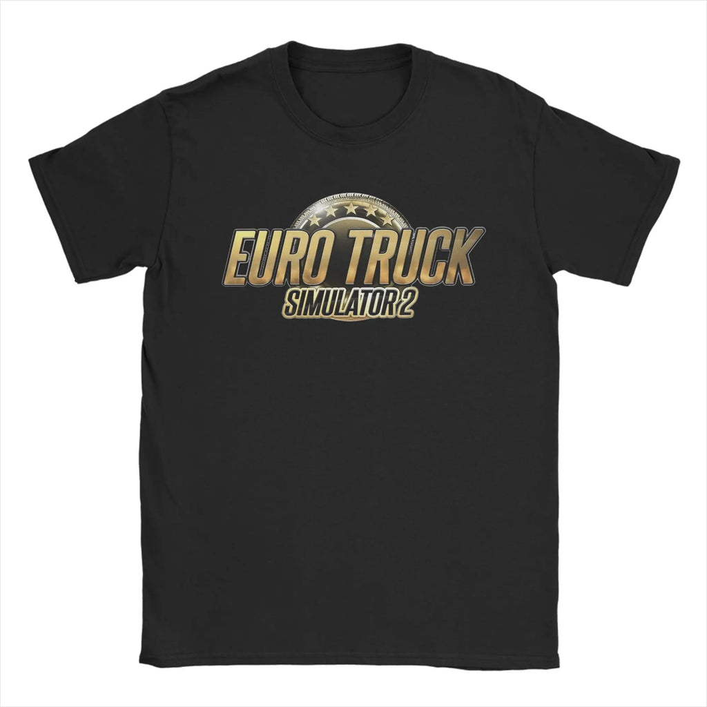 Game Euro Truck Simulator 2 Men T Shirts  Leisure Tees Short Sleeve Round Collar T-Shirts Cotton Summer Tops