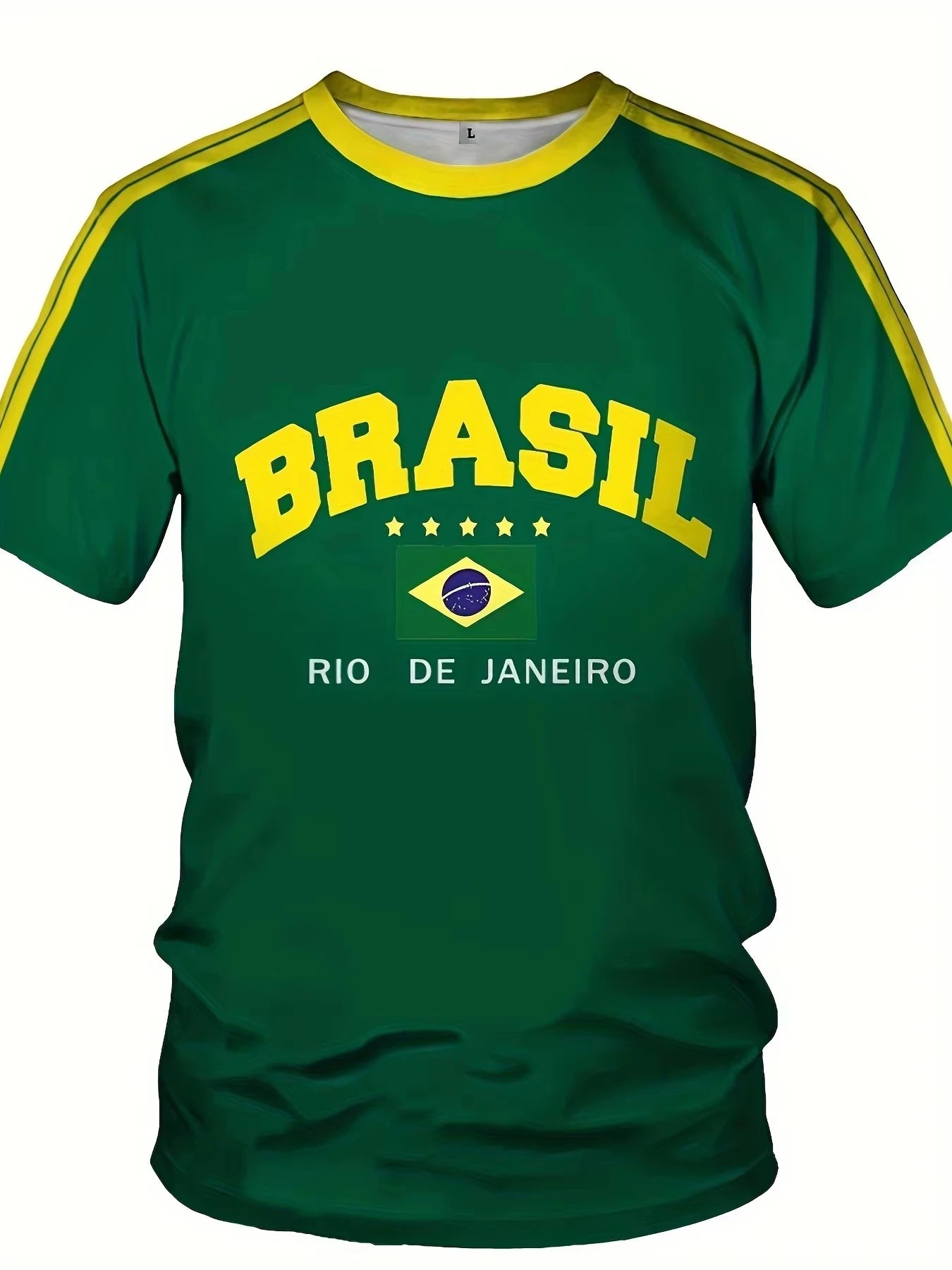 Retro Brasil Rio de Janeiro T-Shirt, Men Women Oversized Brazil Flag Print Casual Streetwear Short Sleeve Top Football jersey