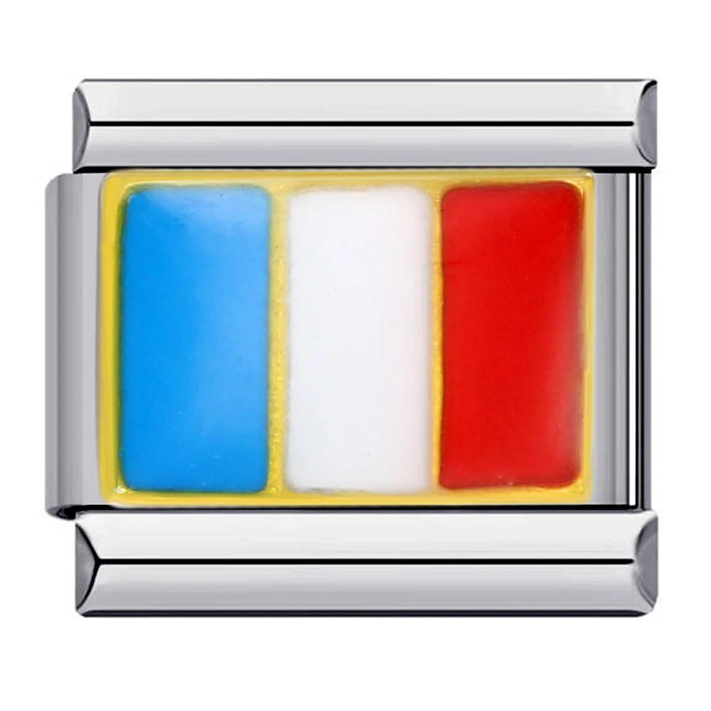 2025 New World National Flag Enamel Italian Charm Bead Fit 9mm Stianless Steel Italian Bracelet Link Hand Chain DIY Jewelry Gift