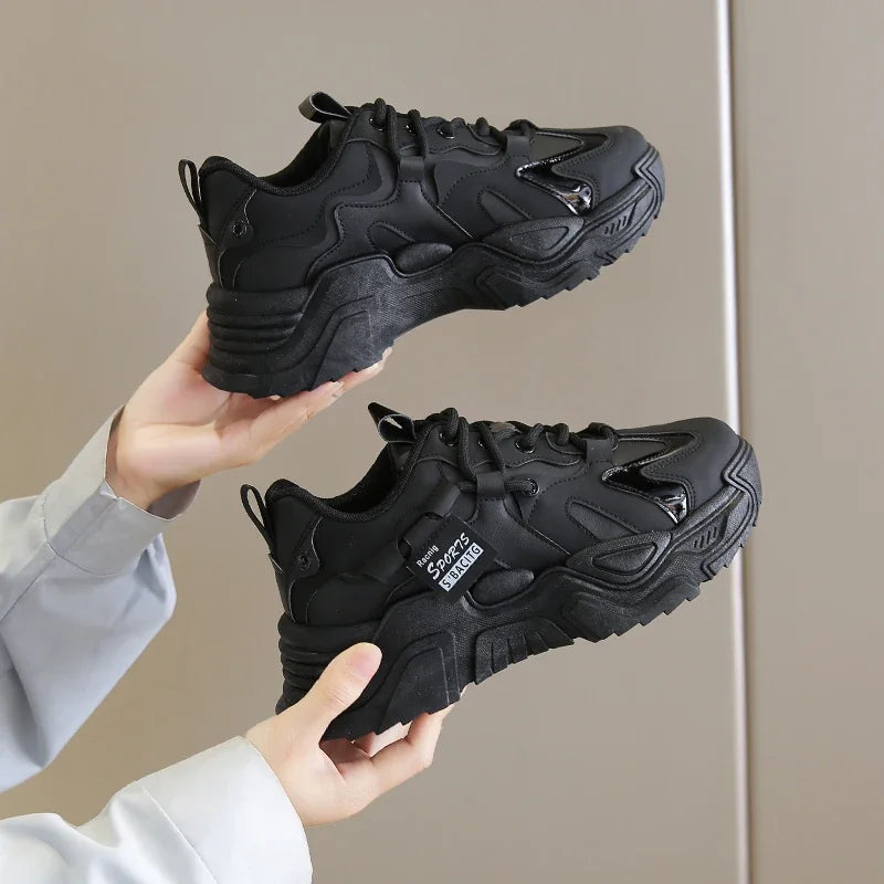 Fashion Platform Shoes for Women's Outdoor Lace-up Casual Shoes Breathable Chunky Sneakers Women Non Slip Zapatillas Mujer