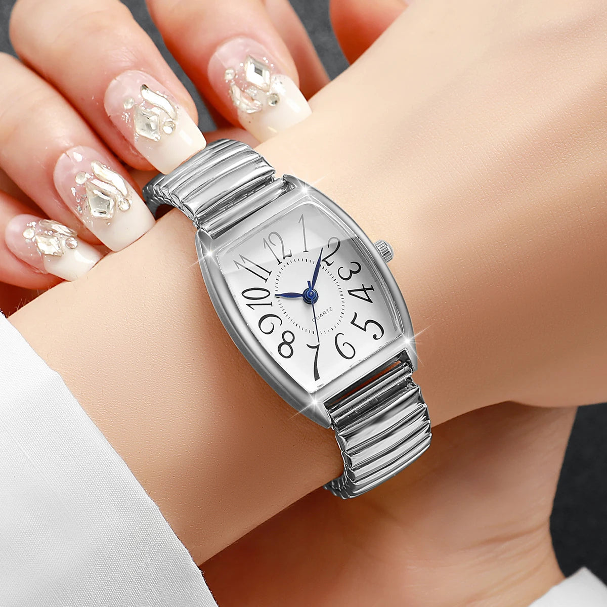 Fashion Women Arabic Numeral Dial Wristwatches Casual Alloy Elastic Strap Quartz Watch For Ladies Clock Reloj Muje (Without Box)