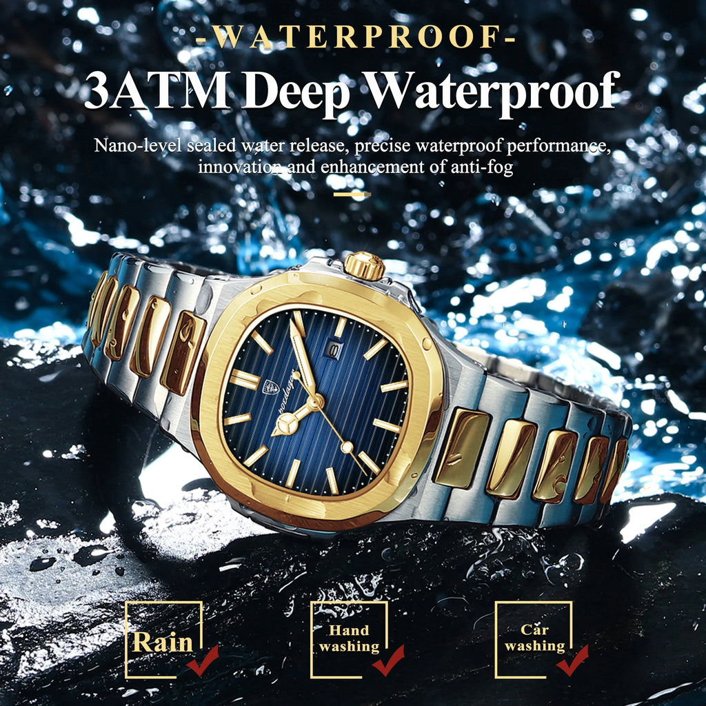 POEDAGAR Square Luxury Watch For Woman Waterproof Luminous Date Ladies Wristwatch Stainless Steel Fashion Quartz Women's Watches