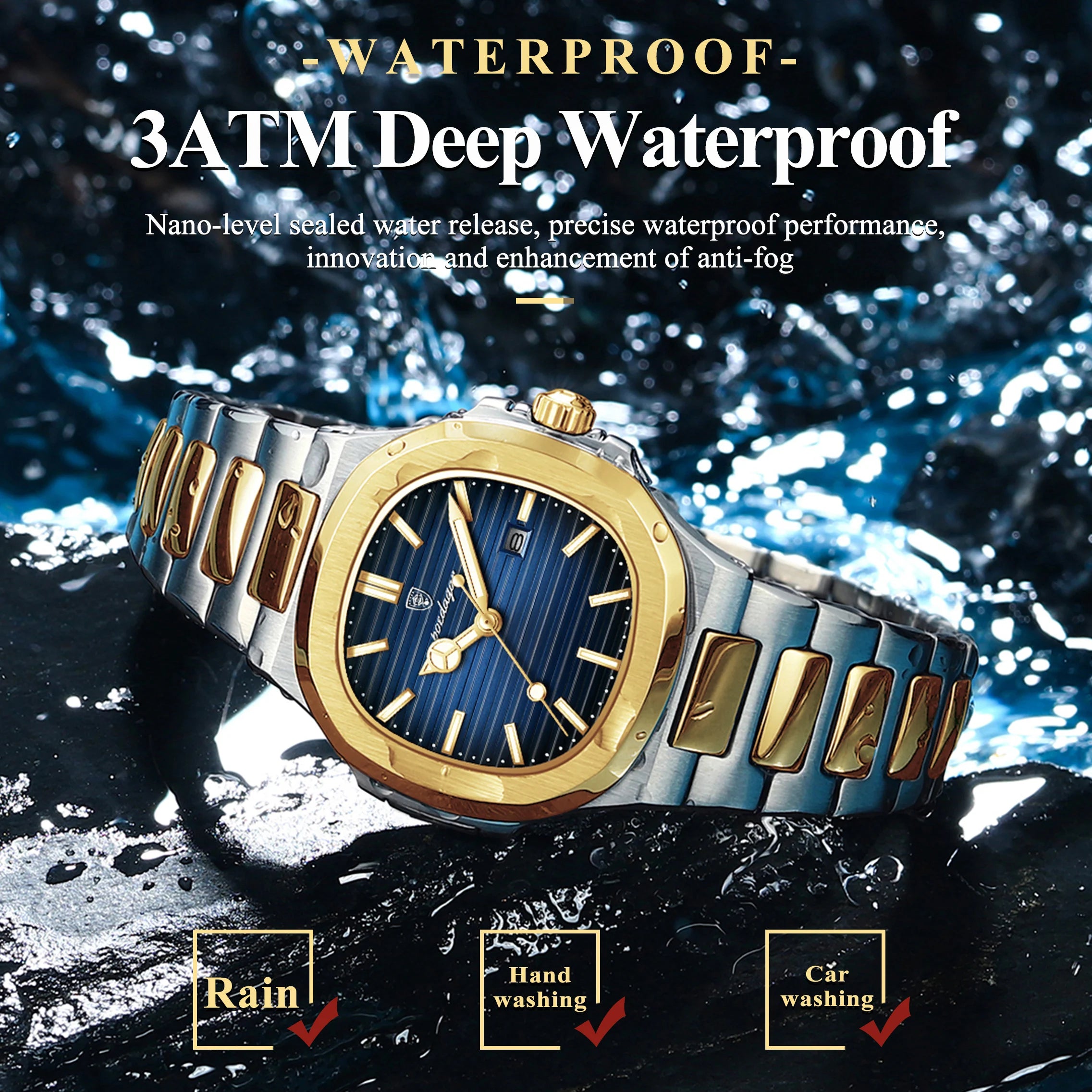 POEDAGAR Square Luxury Watch For Woman Waterproof Luminous Date Ladies Wristwatch Stainless Steel Fashion Quartz Women's Watches
