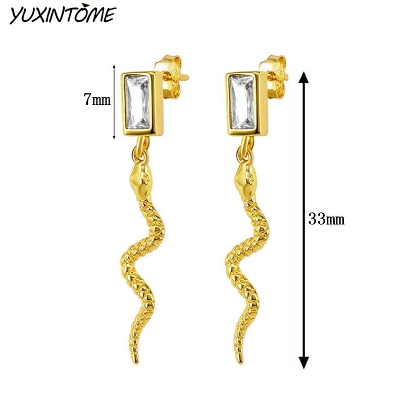 925 Sterling Silver Needle Premium Snake 18K Gold Earrings Vintage Hoop Earrings for Women Fashion Accessories Luxury Jewelry