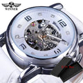 Fashion Winner Top Brand Ladies Diamond Display Women Luxury White Simple Skeleton Transparent Case Automatic Mechanical Watches