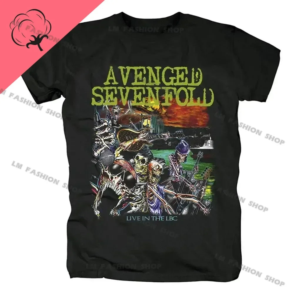 Avenged Sevenfold Metal Rock Graphic Print Short Sleeve 100%Cotton Tees Hip Hop Fashion Shirts Plus Size T Shirt for Men Tops