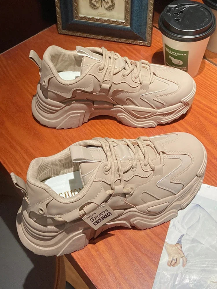 Fashion Platform Shoes for Women's Outdoor Lace-up Casual Shoes Breathable Chunky Sneakers Women Non Slip Zapatillas Mujer