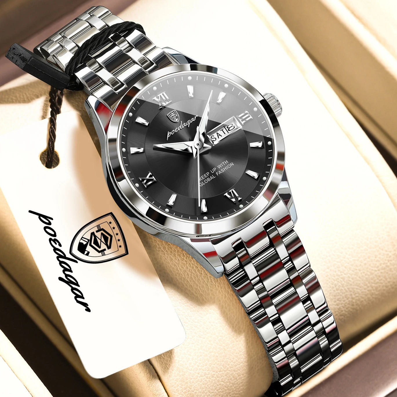 POEDAGAR Luxury Quartz Women Watch Luminous Stainless Steel Waterproof Ladies Wristwatch Week Date Fashion Woman's Watches Reloj