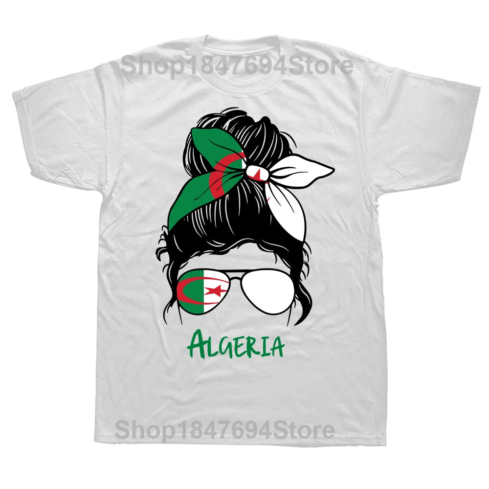 Funny Algeria Algerian Girl Woman Flag T Shirts Summer Style Graphic Cotton Streetwear Short Sleeve Birthday Gifts T-shirt Men