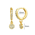 925 Sterling Silver Needle Shiny Round Zircon Pendant Hoop Earrings Exquisite Long Chain Stud Earrings Women's Fashion Jewelry