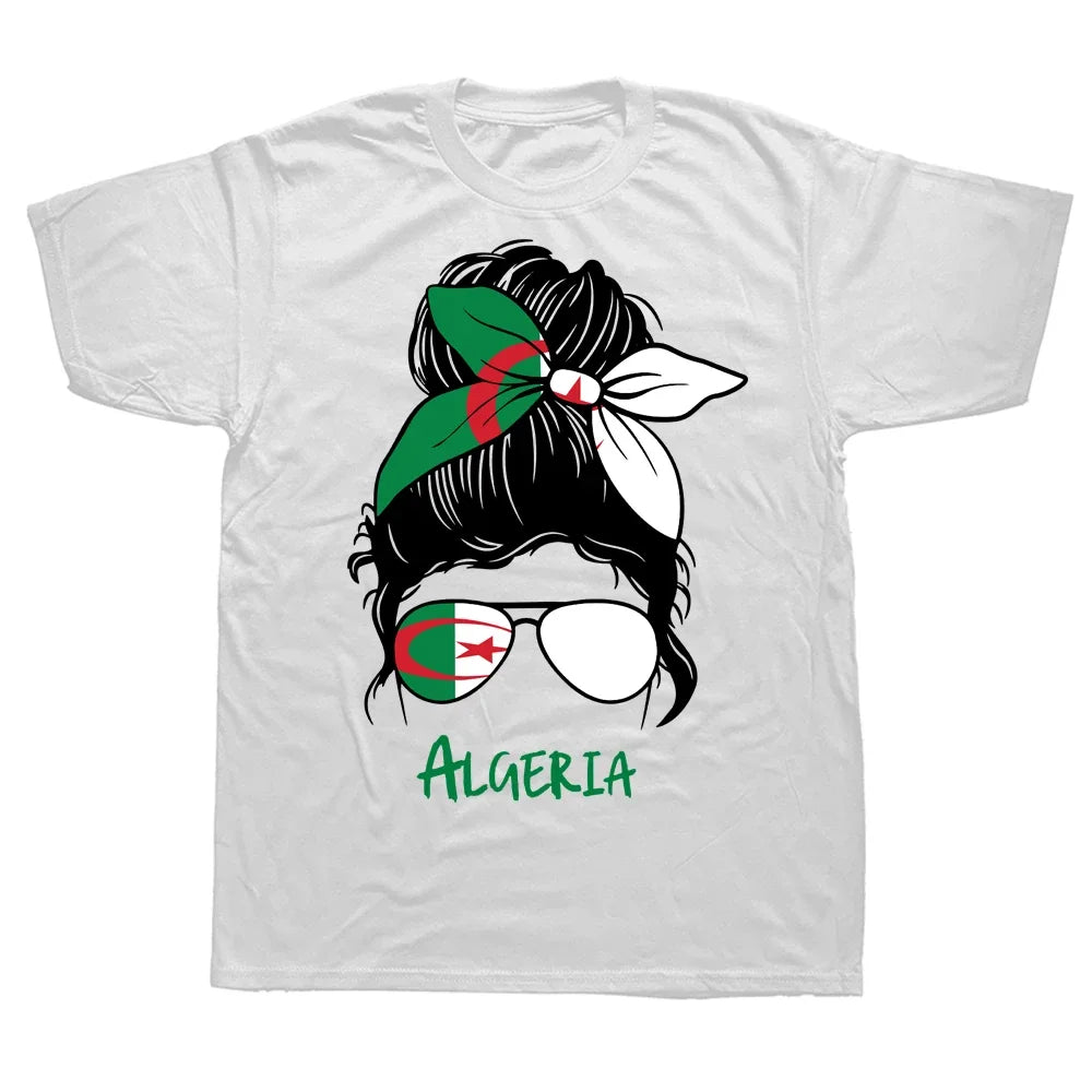 Funny Algeria Algerian Girl Woman Flag T Shirts Summer Style Graphic Cotton Streetwear Short Sleeve Birthday Gifts T-shirt Men
