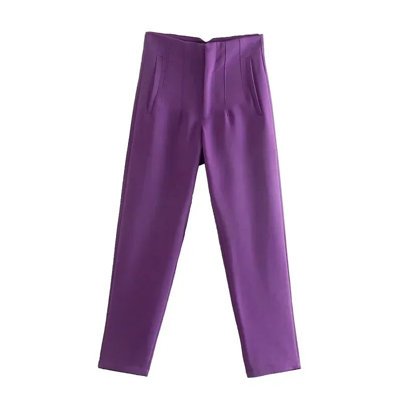 HXAO Fashion Office Wear High waist Pants for Women Formal Pants Office outfits Pencil Trousers Black Pink White Ladies Pants