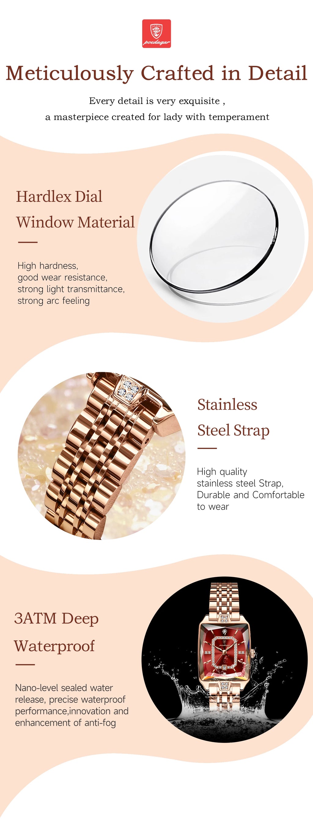 POEDAGAR High Quality Women Watch Waterproof Date Fashion Women's Watches Luxury Stainless Steel Quartz Ladies Wristwatch Reloj