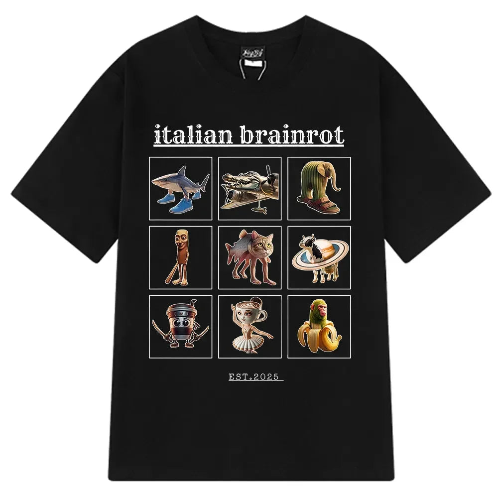 Brr Brr Patapim T Shirt Funny Italian Brainrot Meme Graphic T-shirt Women Summer Cozy Soft O-Neck T-shirts Tops