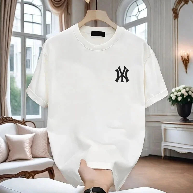 New 2026 Men's Pure Cotton Short Sleeve T-Shirt Fashionable Summer Thin Breathable Comfortable Casual Top for Men And Women