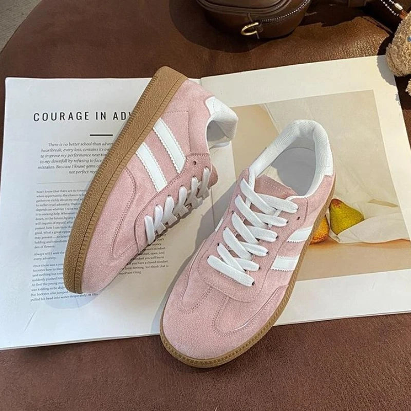 Women Tennis Sneakers Flats Ladies Fashion Lace-up Vulcanized Shoes  Autumn Outdoor Trainers Student Board Shoes Footwear