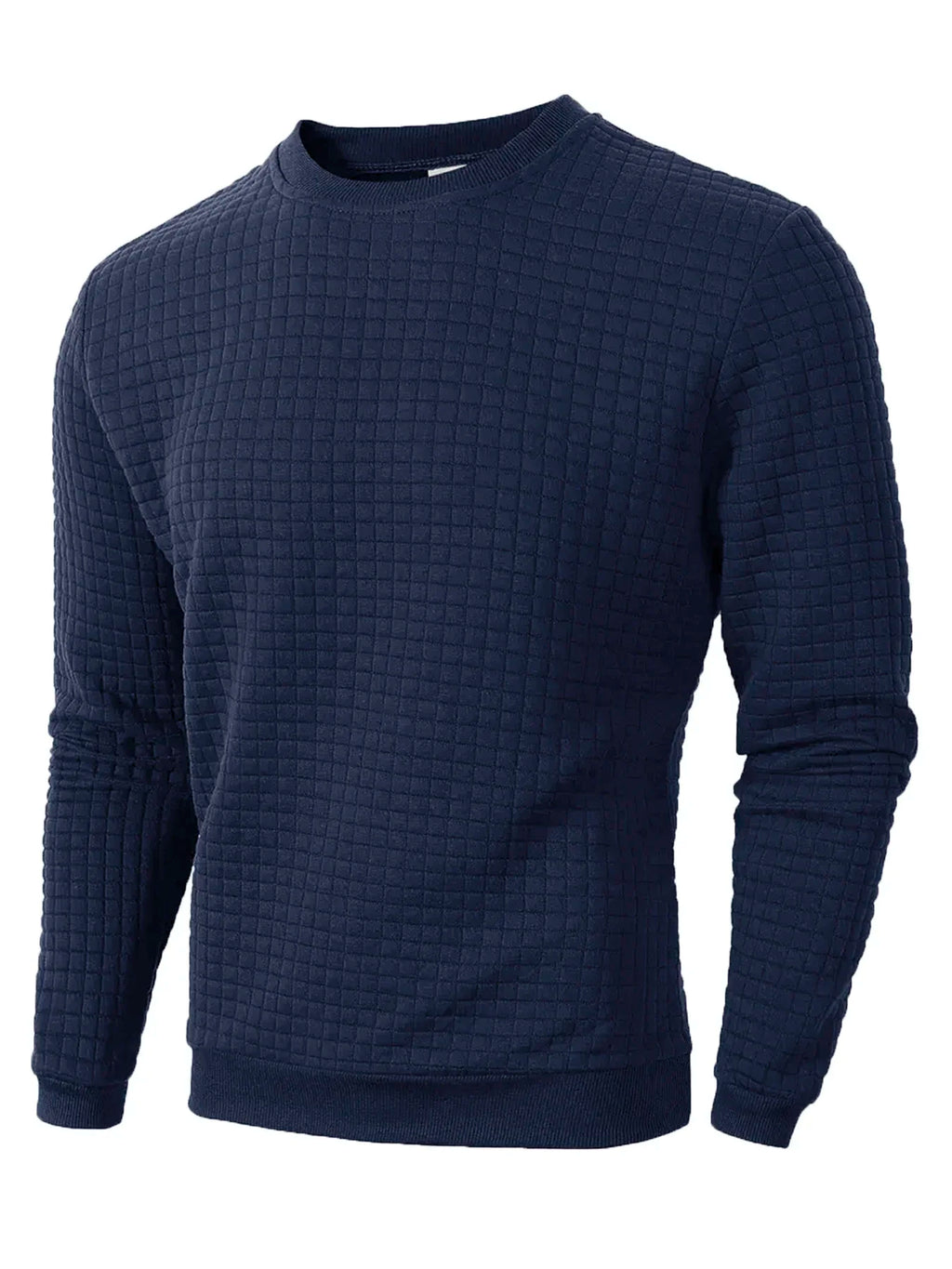 Autumn Men's Crew Neck Pullover Solid Color Casual Jacquard Check Sweatshirt Long Sleeve Warm Slim Sweaters Knitted Streetwear