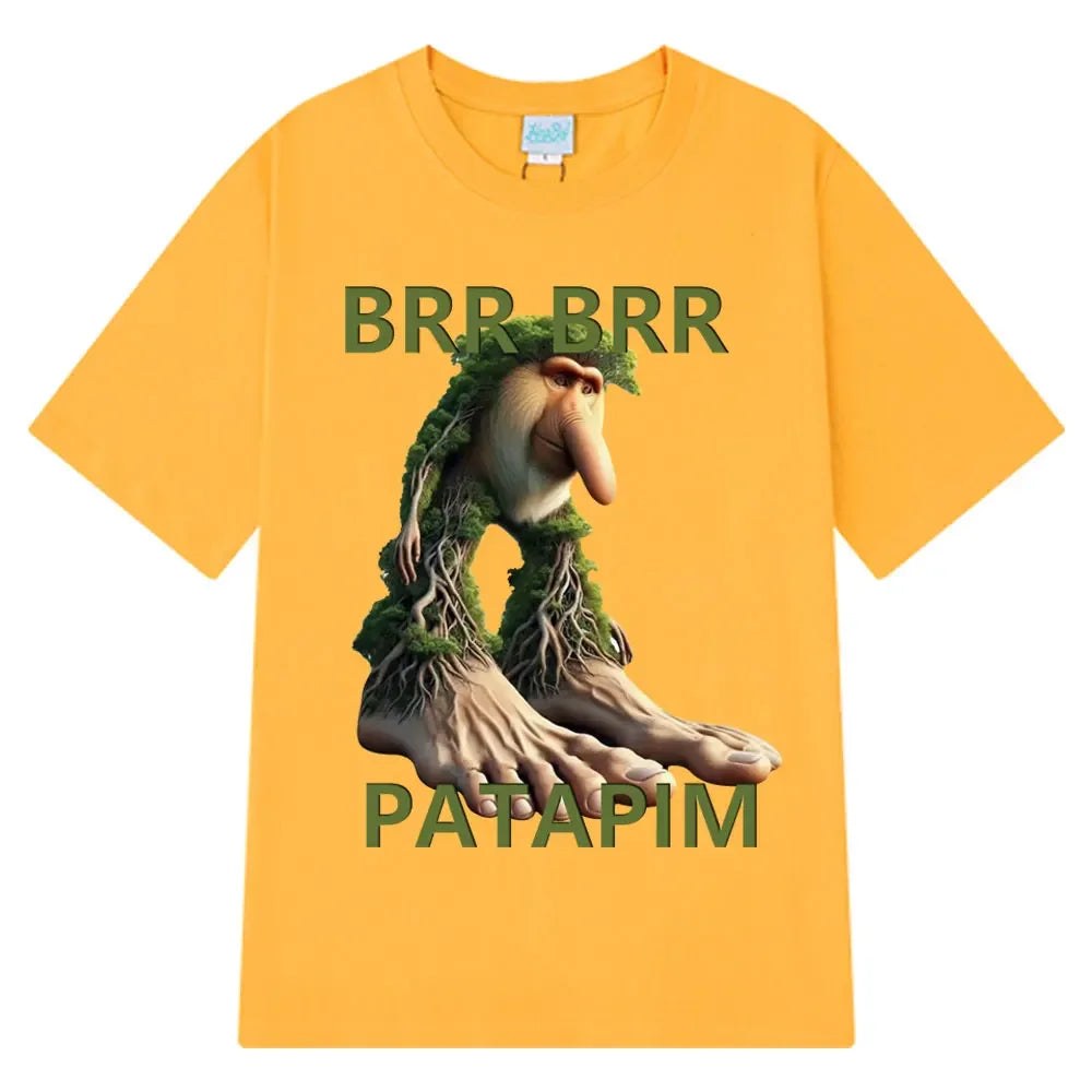 Brr Brr Patapim T Shirt Funny Italian Brainrot Meme Graphic T-shirt Women Summer Cozy Soft O-Neck T-shirts Tops