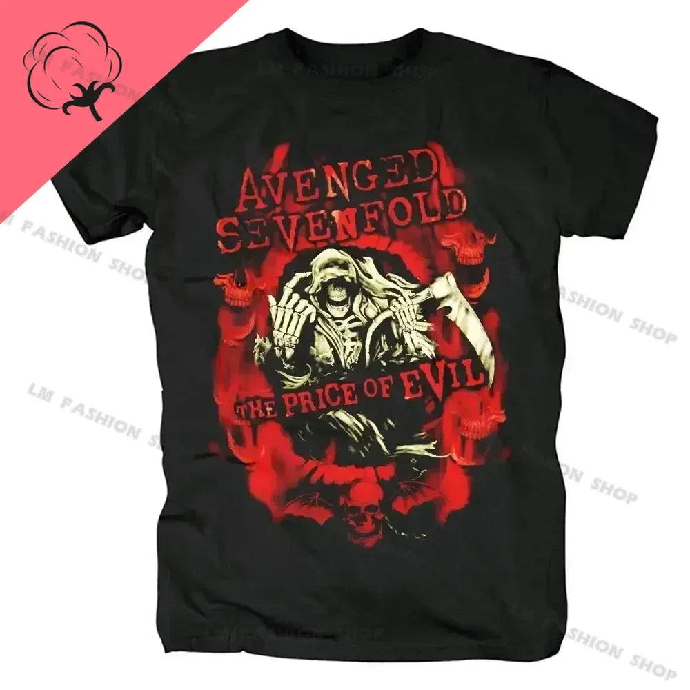Avenged Sevenfold Metal Rock Graphic Print Short Sleeve 100%Cotton Tees Hip Hop Fashion Shirts Plus Size T Shirt for Men Tops