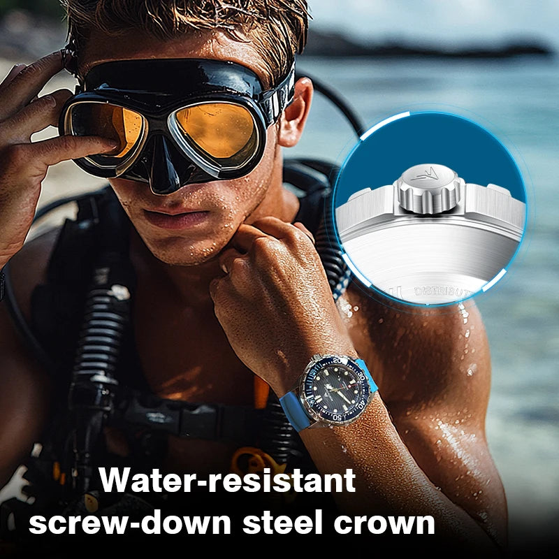 NORTH EDGE 2025 New TRITON Solar Powered Dive Watch Men Luxury Quartz Watches For Men 316L Stainless Steel Case Waterproof 300M