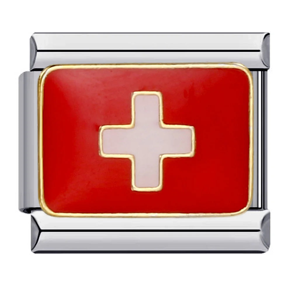 2025 New World National Flag Enamel Italian Charm Bead Fit 9mm Stianless Steel Italian Bracelet Link Hand Chain DIY Jewelry Gift