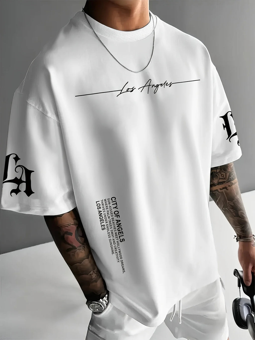 2026 Summer Men's T-shirt with Letter Print Breathable Lightweight Casual Fashionable Outdoor Men's T-shirt