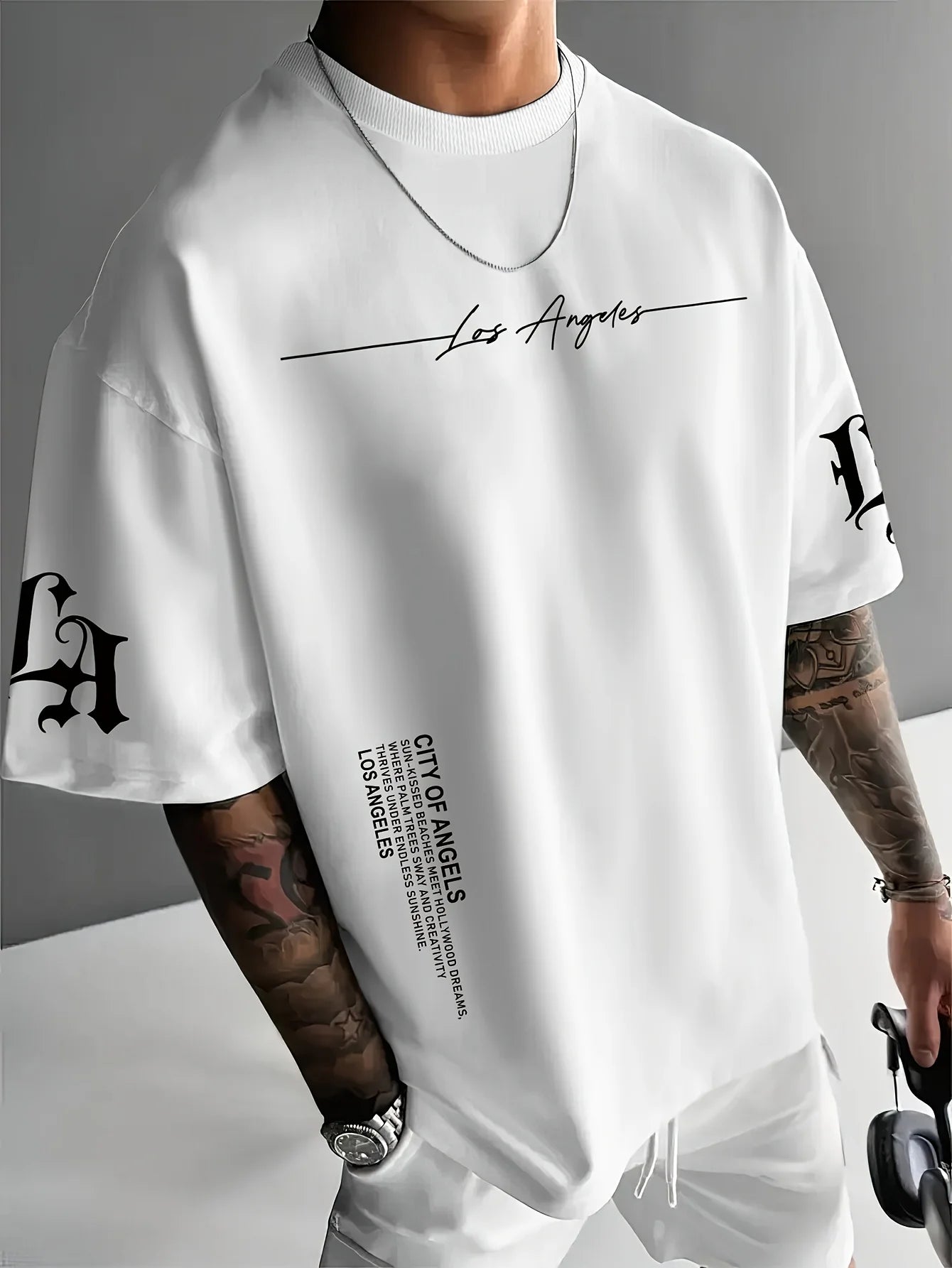 2026 Summer Men's T-shirt with Letter Print Breathable Lightweight Casual Fashionable Outdoor Men's T-shirt