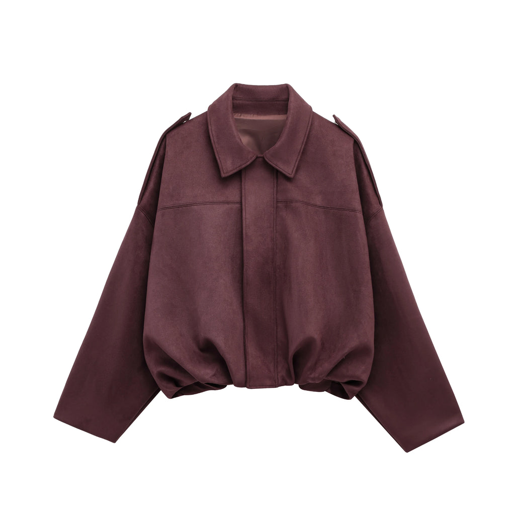 KONDALA Casual Soft Martini Green Bomber Jackets Women Long Lantern Sleeve Oversized Autumn Winter Coats Fashion 2025 Outwears