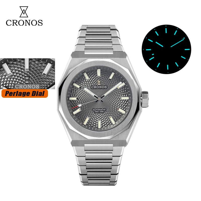Cronos L6028 V3 39mm Diver Watch Rhombus Perlage Dial Miyota 90S5 See-through Caseback Automatic Movement Mechanical Men Watches