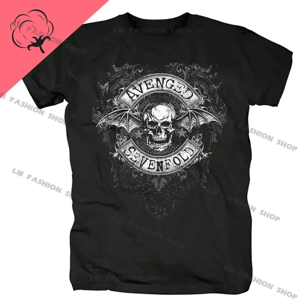 Avenged Sevenfold Metal Rock Graphic Print Short Sleeve 100%Cotton Tees Hip Hop Fashion Shirts Plus Size T Shirt for Men Tops
