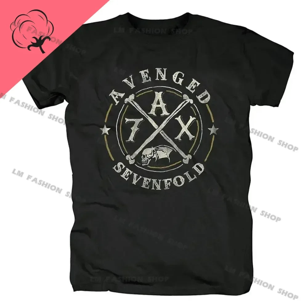 Avenged Sevenfold Metal Rock Graphic Print Short Sleeve 100%Cotton Tees Hip Hop Fashion Shirts Plus Size T Shirt for Men Tops