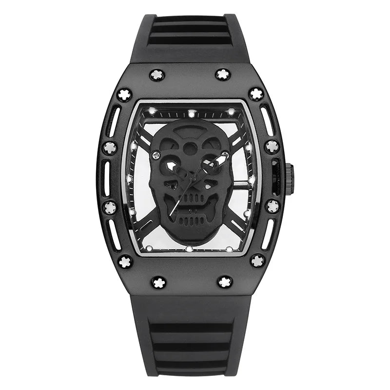 Unique Skull Watches for Men Fashion Hollow Design Quartz Mens Watches Y2k Black Gothic Punk Casual Sport Wristwatch Waterproof
