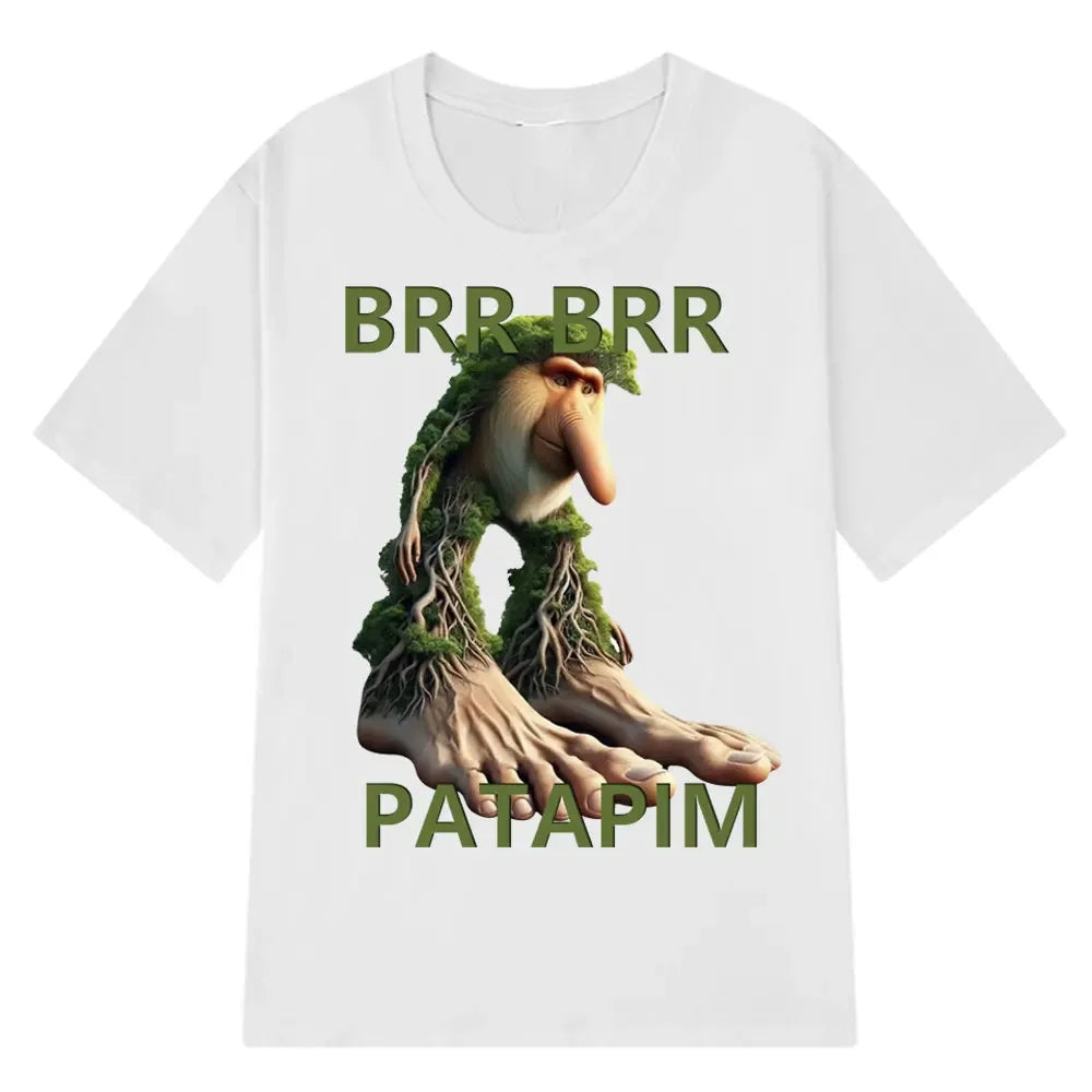 Brr Brr Patapim T Shirt Funny Italian Brainrot Meme Graphic T-shirt Women Summer Cozy Soft O-Neck T-shirts Tops