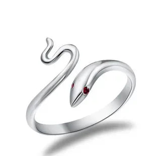 Stereoscopic New Retro Punk Exaggerate Snake Ring 925 sterling silver Opening Rings Adjustable Jewelry